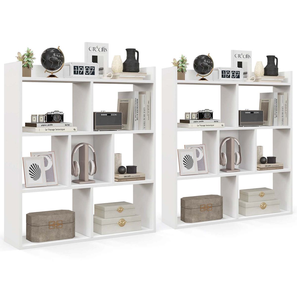 Photos - Wall Shelf Costway 7-Cube Open Storage Shelf  - Bookcase White-2 HCST02779 (1- or 2-Pack)