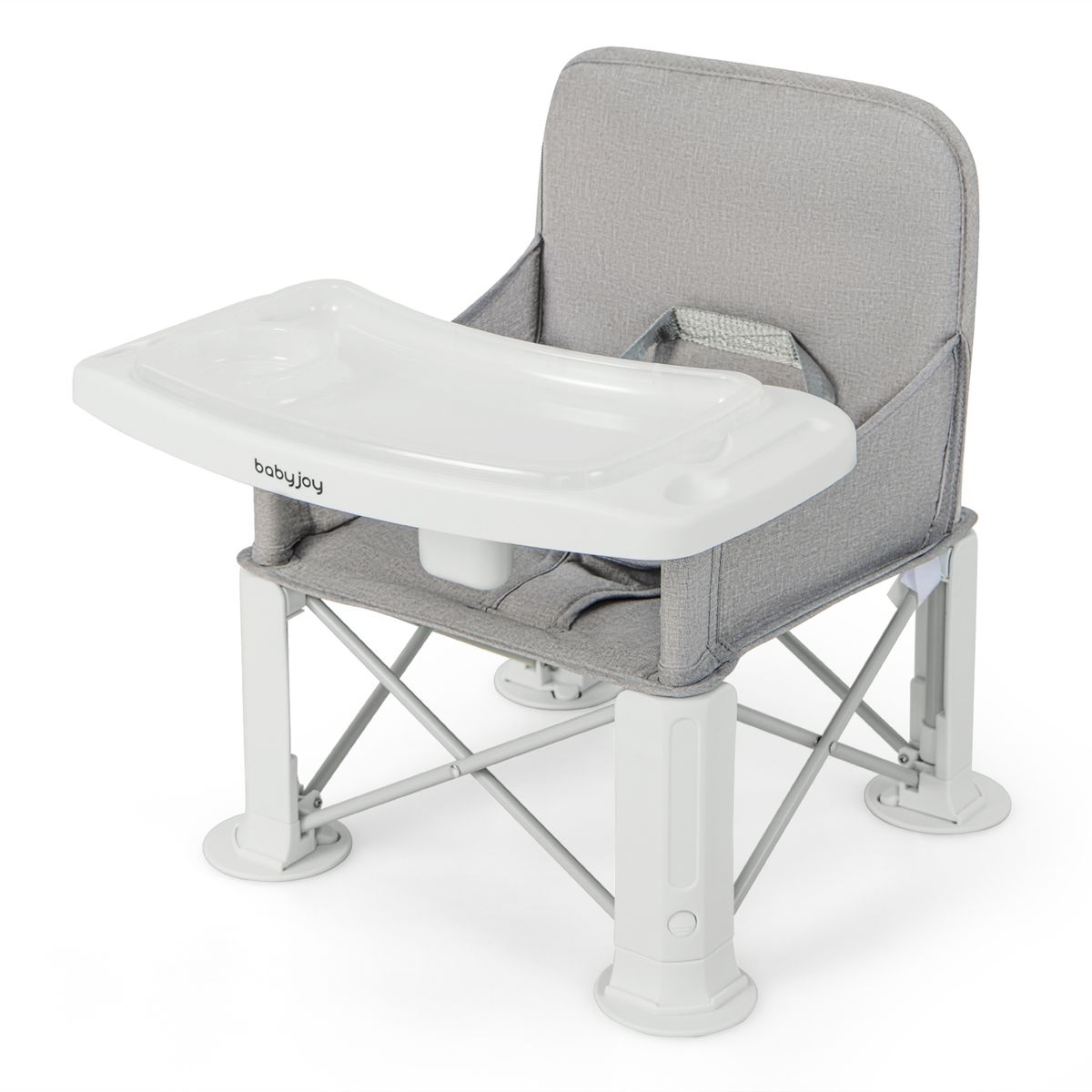 Travel Booster Seat with Removable Double Tray - Gray