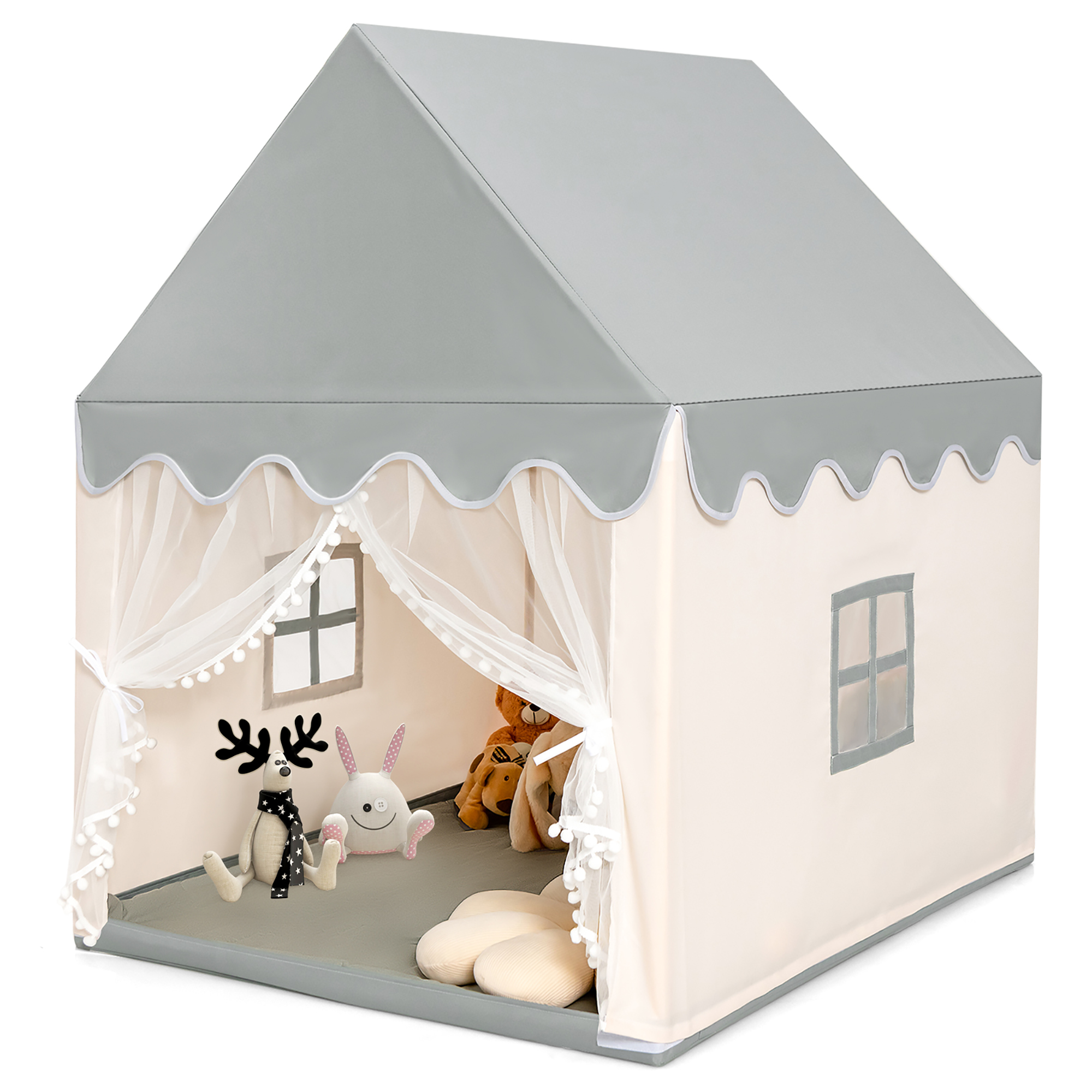 Photos - Playhouse / Play Tent Costway Kids' Indoor Play Tent with Mat - Playhouse Beige HW67016BE 