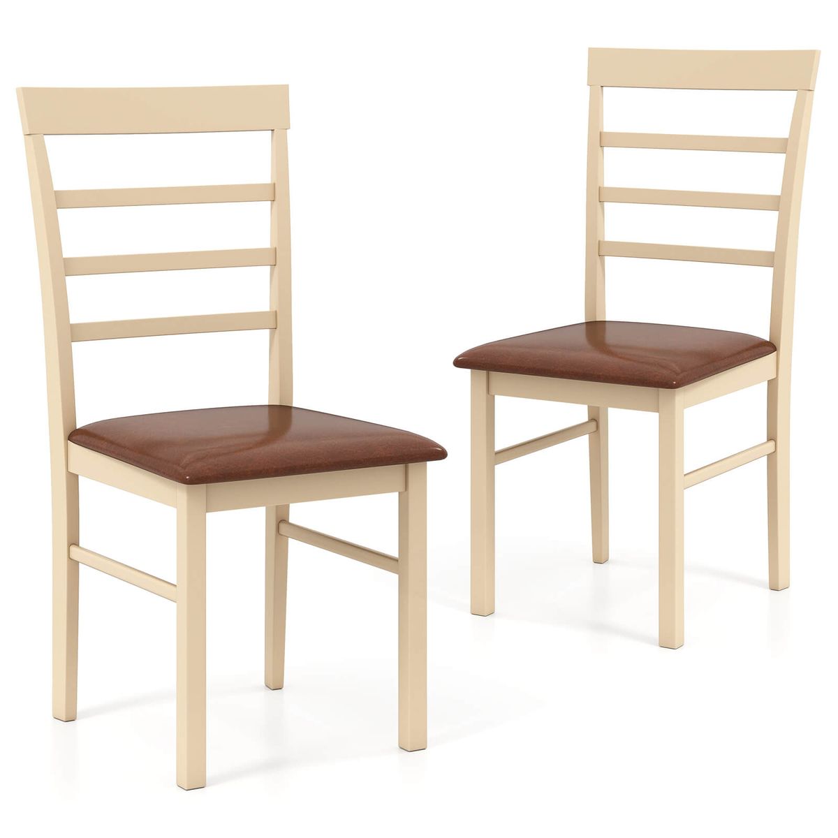 Wooden Dining Chair with Padded Seat (Set of 2 or 4) - 2-Piece
