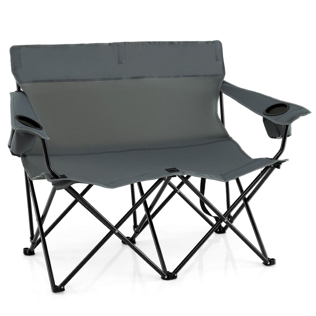 Photos - Outdoor Furniture Color 2-Person Outdoor Folding Loveseat with Cup Holders - Gray HCST08663
