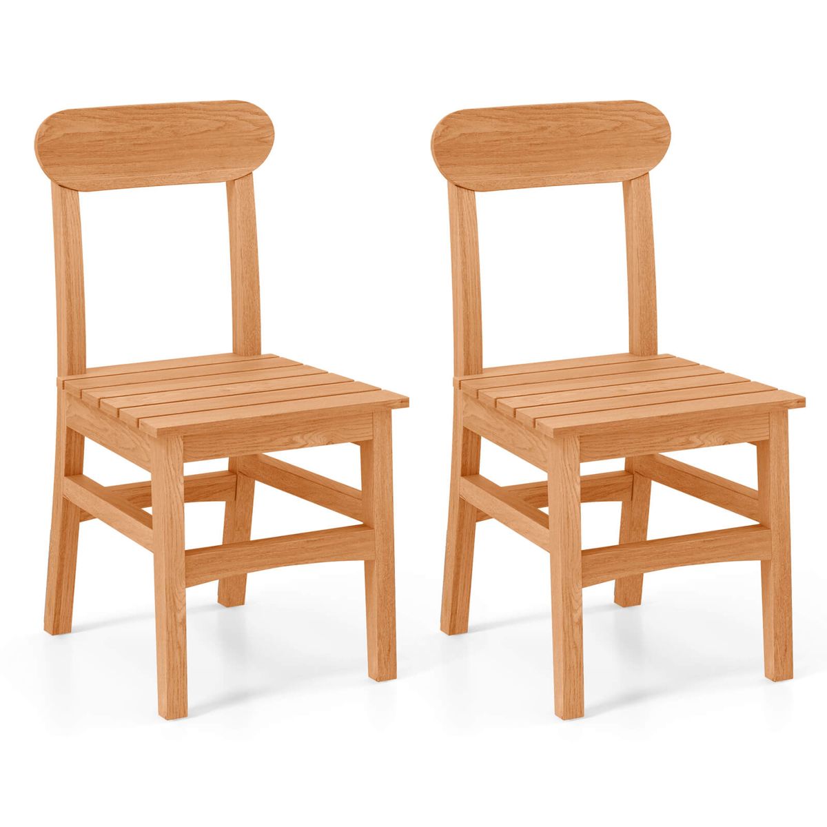 Photos - Chair Costway Patio Wooden Armless Dining  - 2-Piece HCST07768 