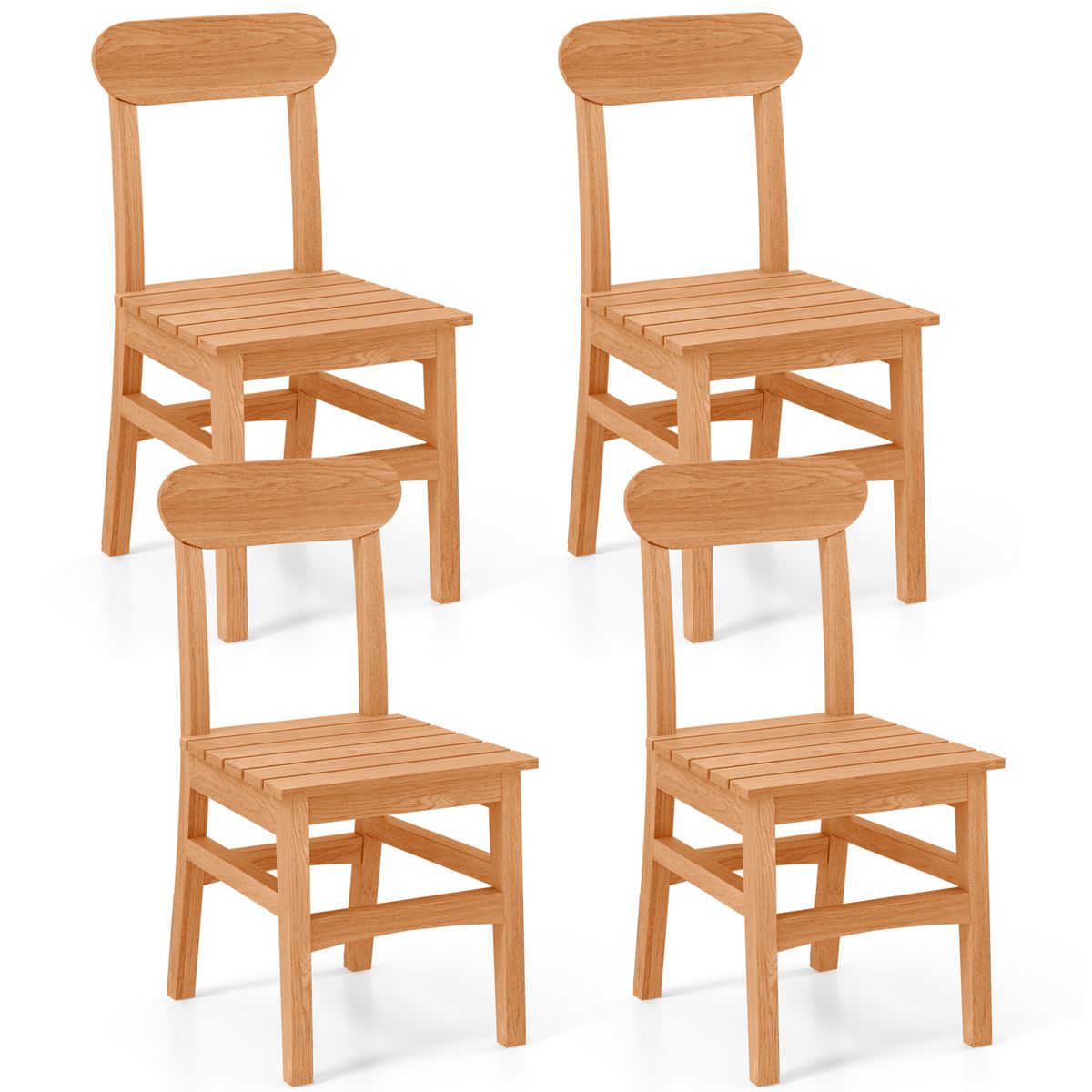 Photos - Chair Costway Patio Wooden Armless Dining  - 4-Piece HCST07790 