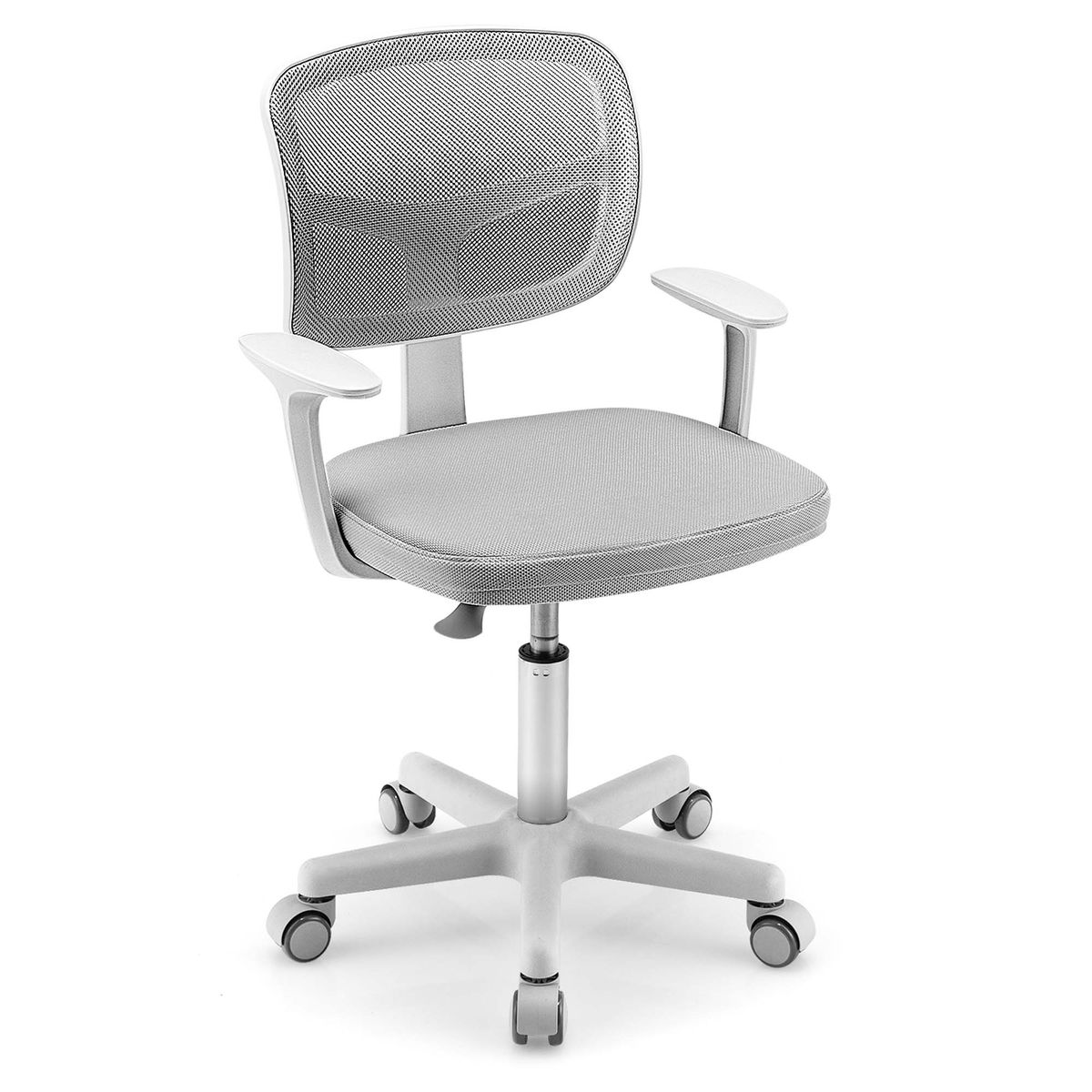 Photos - Chair Costway Kids' Adjustable Desk  with 5 Rolling Universal Casters - Kids Desk  -Gray HCST00705 