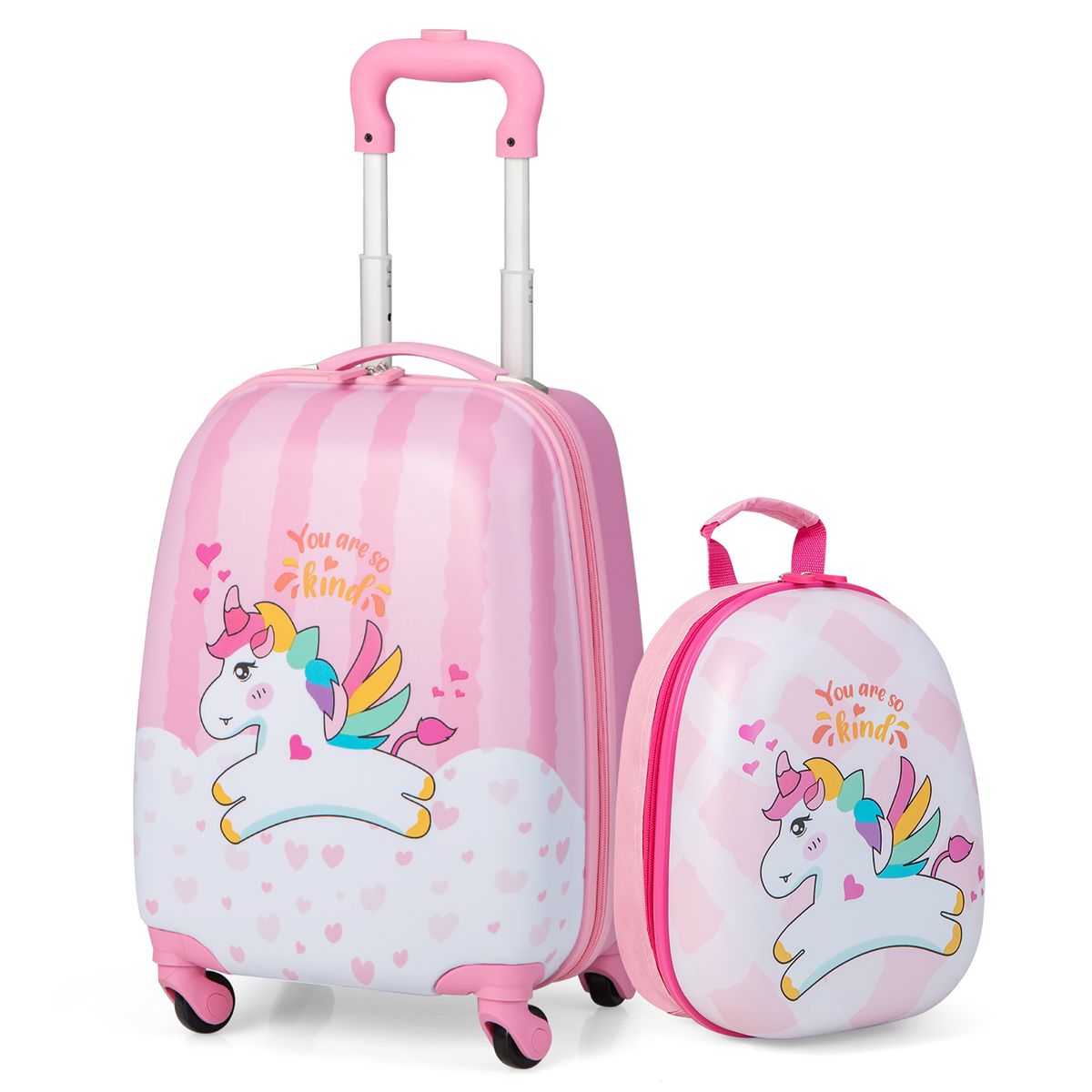 Photos - Luggage Costway Kids' Suitcase and Backpack Set - Pink Unicorn BG51213 