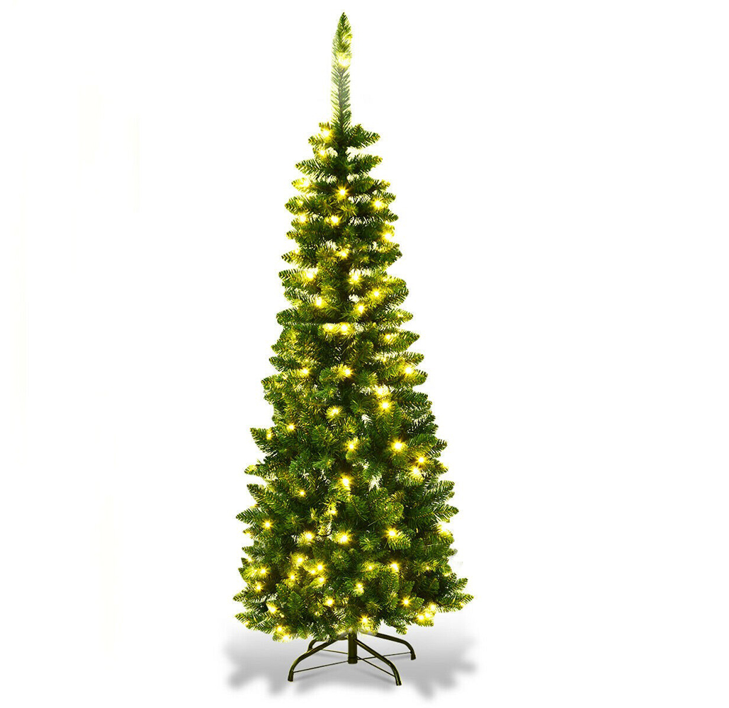 Pre-Lit 4.5ft Pencil Christmas Tree - White Light