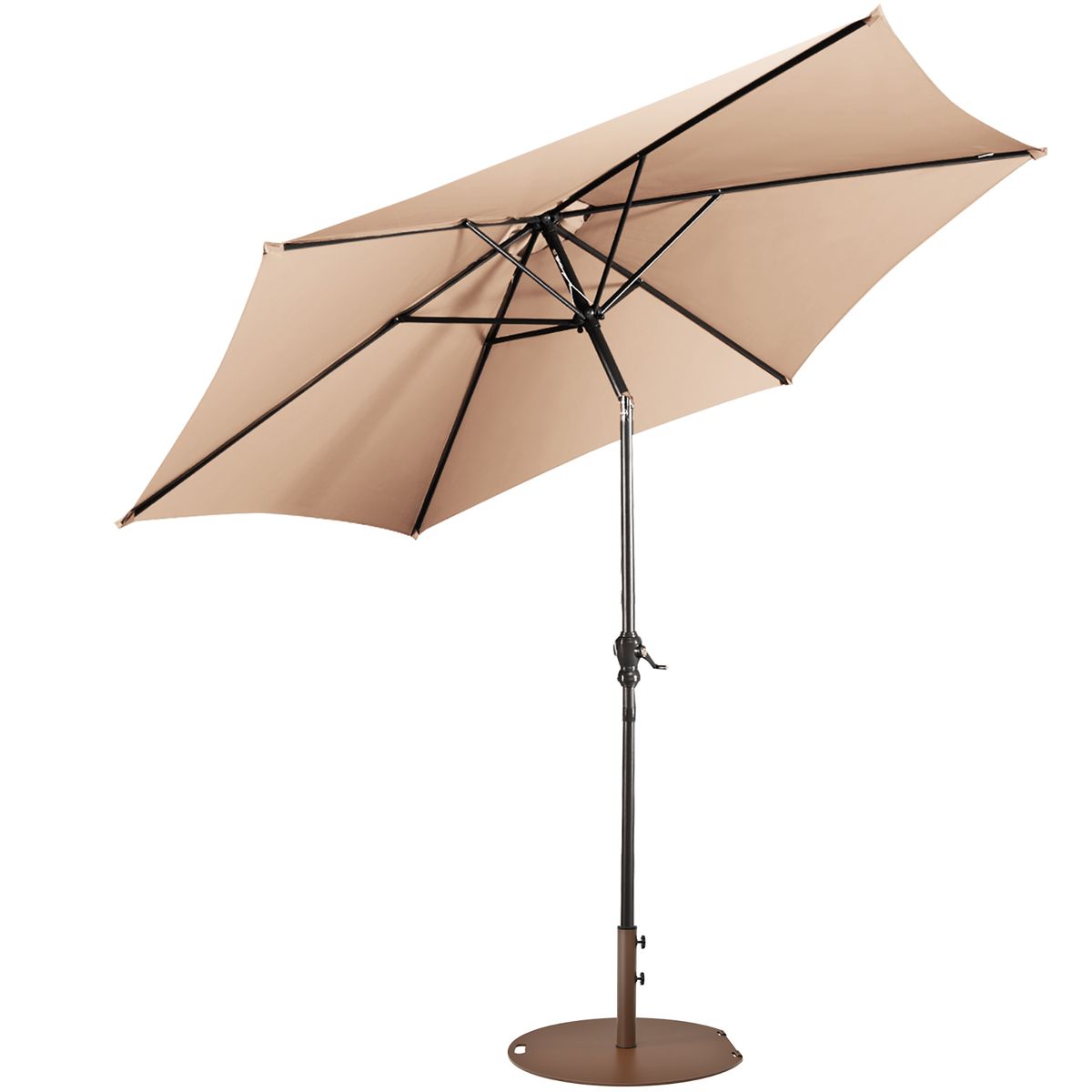 Photos - Parasol Costway 9ft Outdoor Patio Umbrella with Umbrella Stand and Wheels - Beige OP2806BE+JV10012