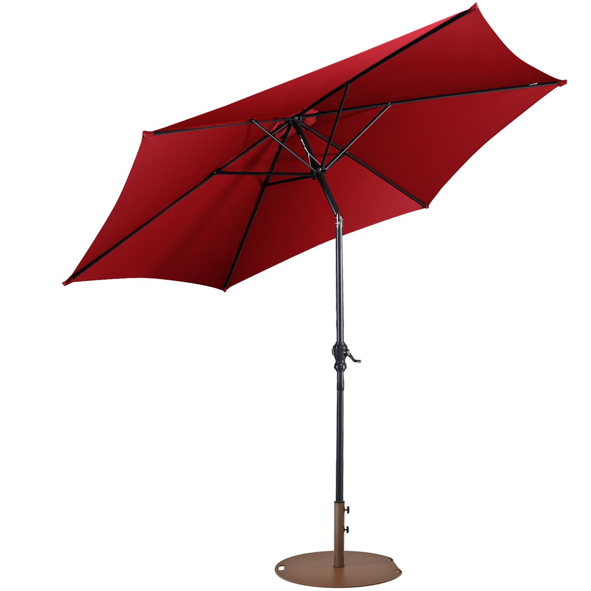 Photos - Parasol Costway 9ft Outdoor Patio Umbrella with Umbrella Stand and Wheels - Burgundy OP2806BUG+JV10012