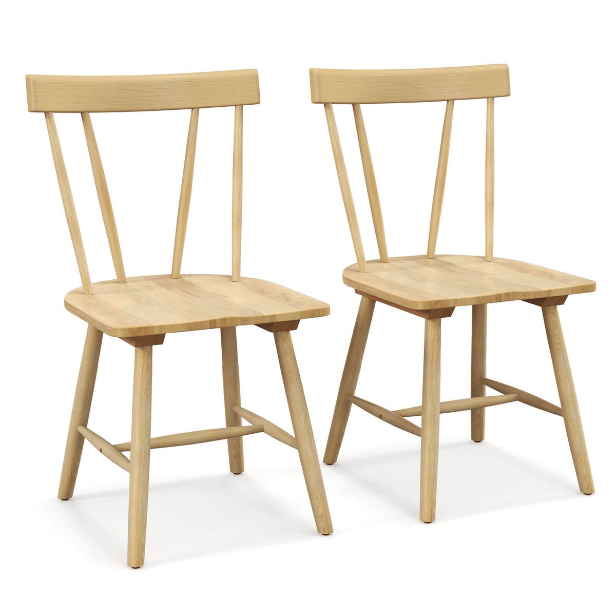 Photos - Chair Costway Armless Dining with Solid Wood Frame - Natural HCST00088 (Set of 2)