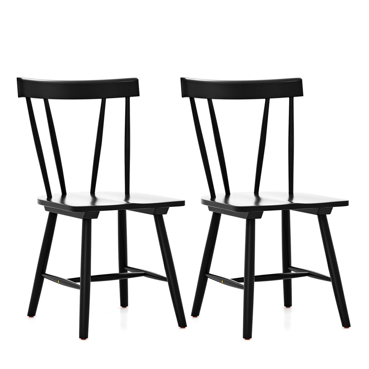 Photos - Chair Costway Armless Dining  with Solid Wood Frame  - Black JV10933BK (Set of 2)