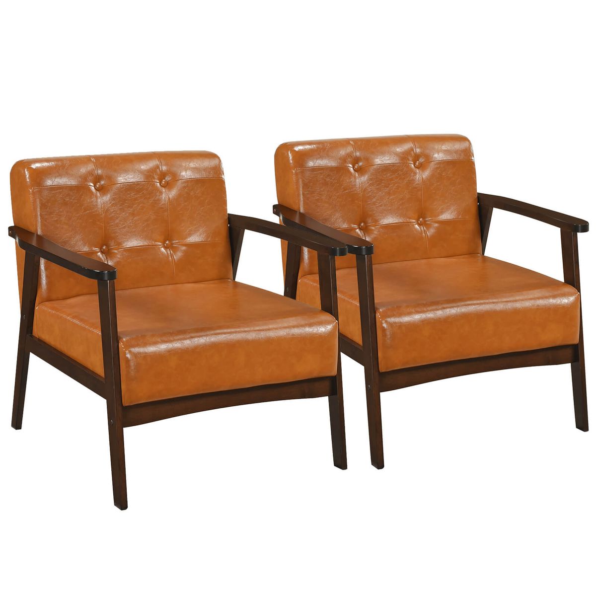 Photos - Chair Costway Mid-Century Modern Lounge - Caramel HCST09702 (Set of 2)