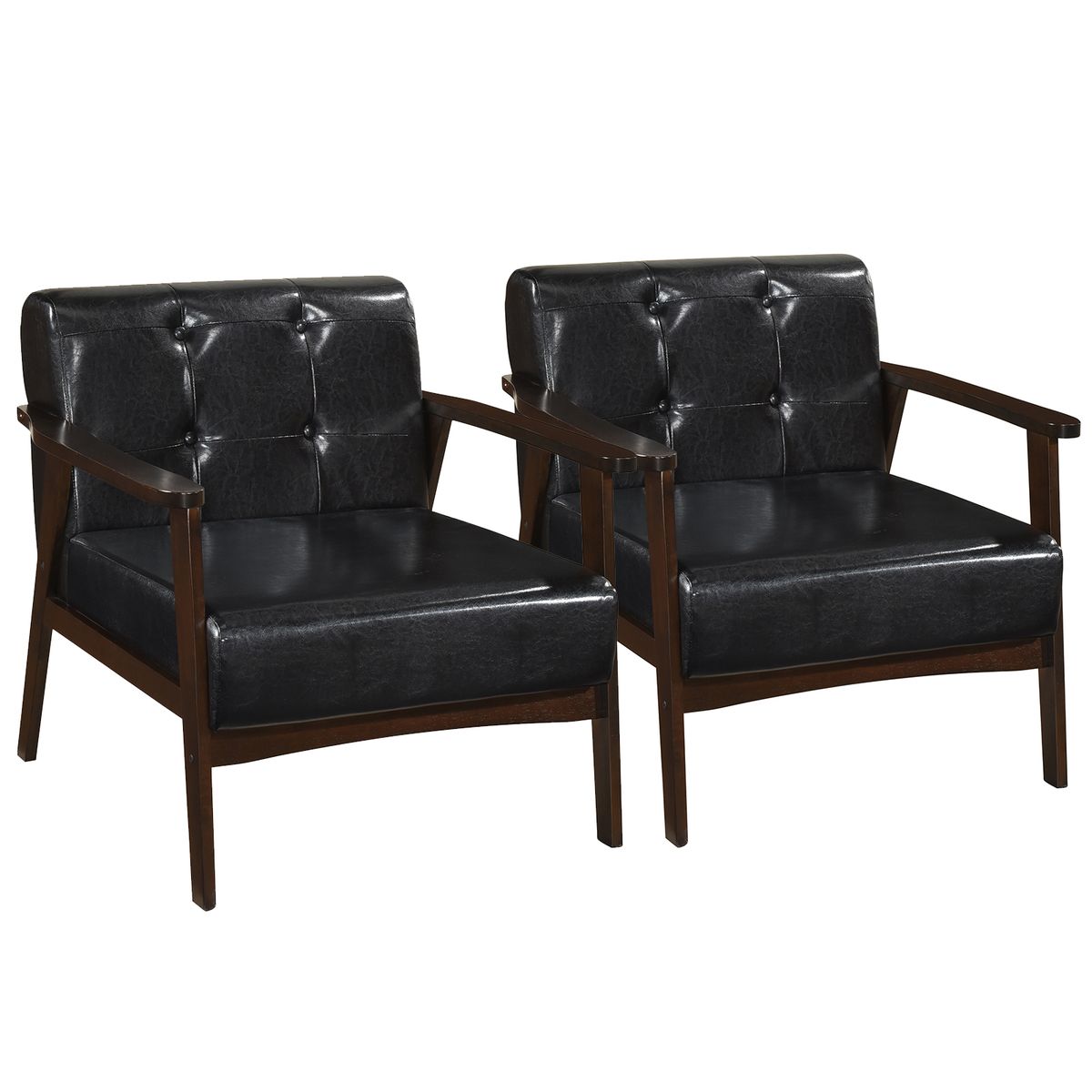 Photos - Chair Costway Mid-Century Modern Lounge   - Black HCST09704 (Set of 2)