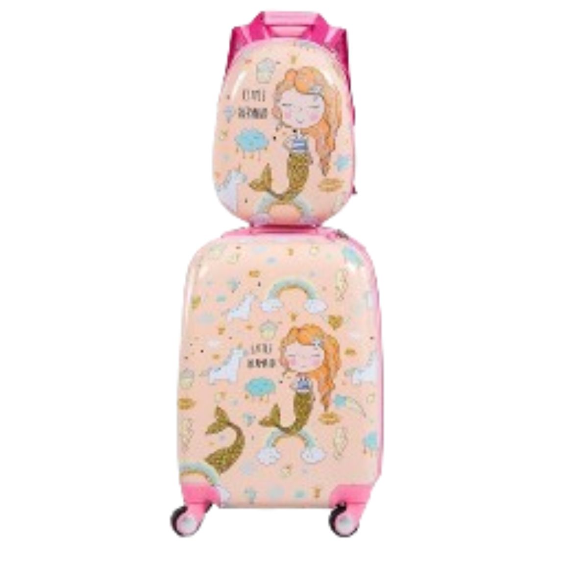 Photos - Luggage Costway Kids' 2-Piece  Set - Pink Mermaid BG50925 