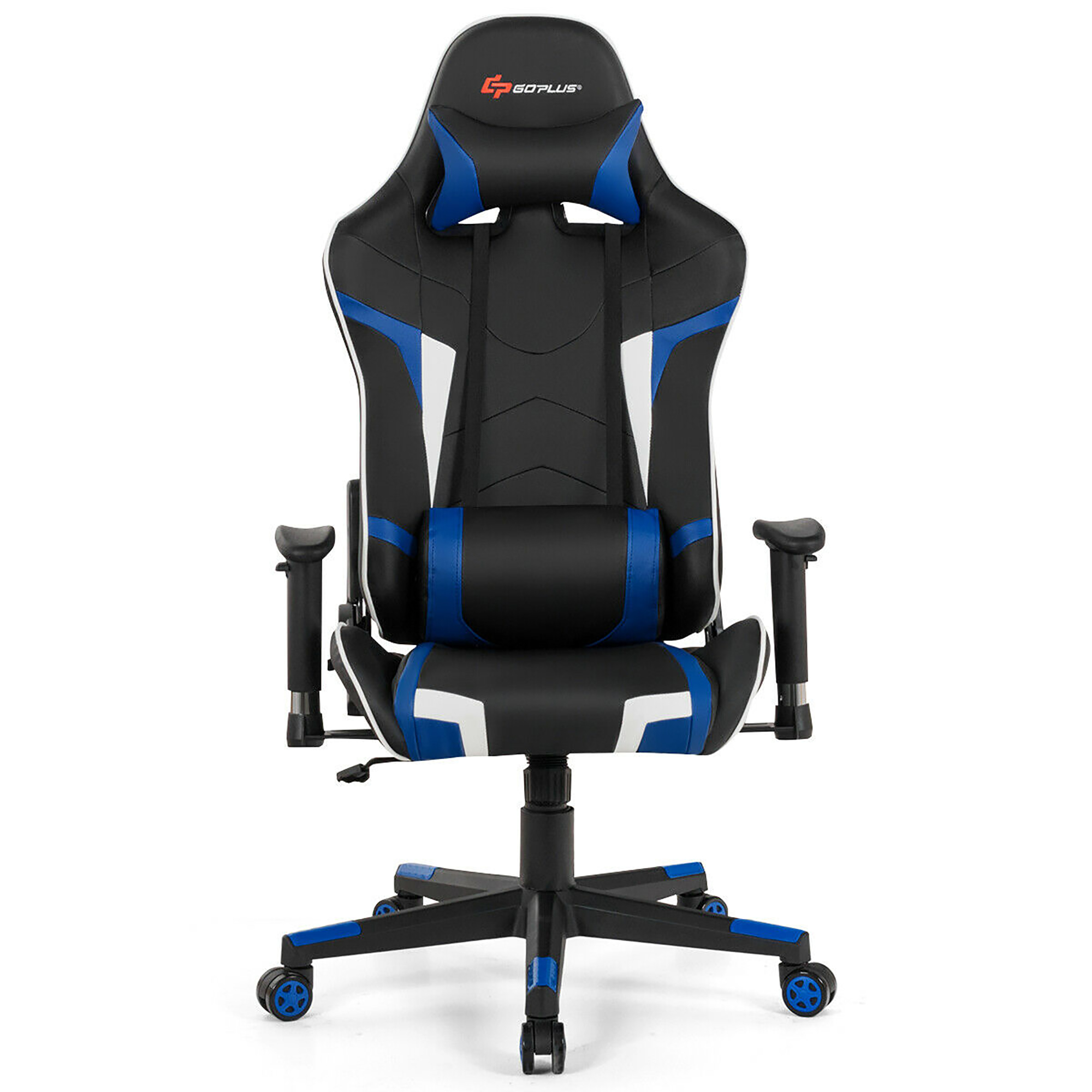Photos - Chair Costway Gaming with Ergonomic Cushion and Lumbar Support Massager - Gaming BL HW62039BL