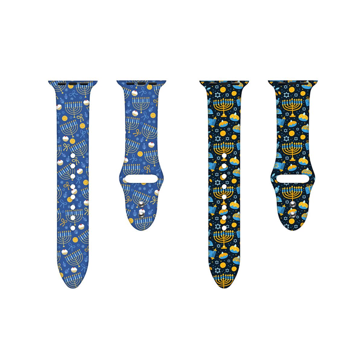 Photos - Watch Strap Private Label Silicone Hanukkah Sport Band for Apple Watch (2-Pack) - 44/45/46/49mm & 42mm  / Light Blue +(Series 1-3 Only)