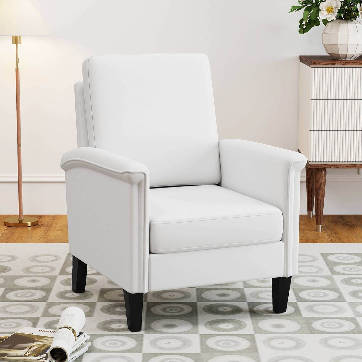Photos - Chair Costway Accent with Solid Wood Legs - Beige-1 HCST10108