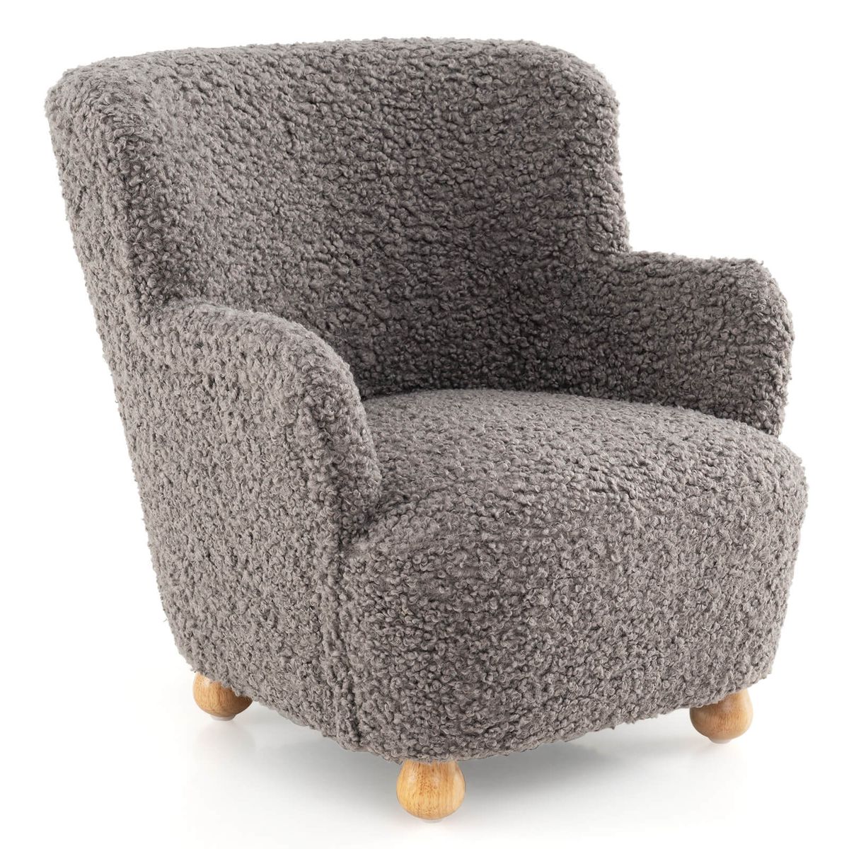 Photos - Sofa Costway Kids Chair with Sherpa Upholstery - Gray HCST10346 
