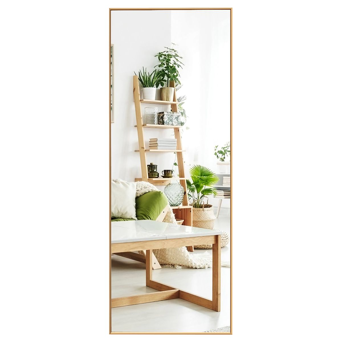 Photos - Wall Mirror Goplus Full Length 59'' Aluminum Frame Mirror - Gold HW66483GD 