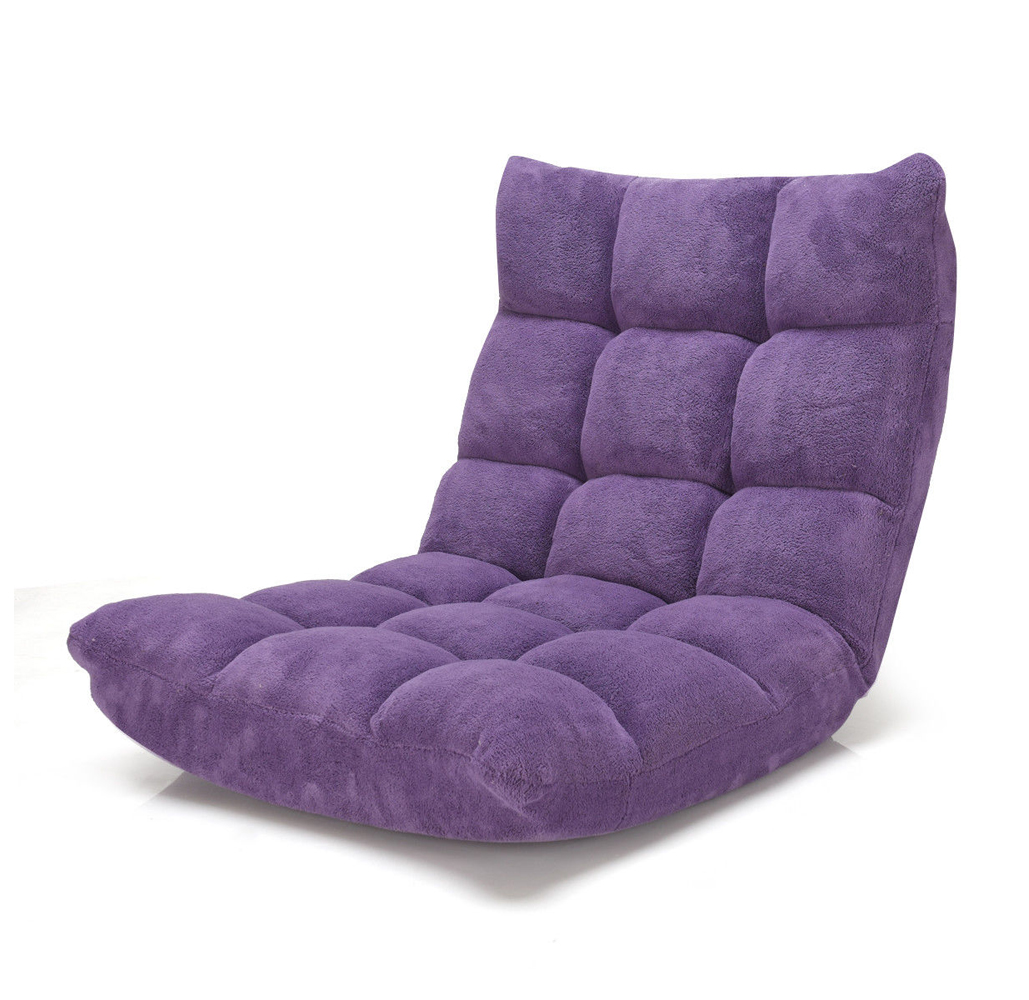 Photos - Chair Costway Adjustable 14-Position Microsuede Floor  - Floor  Purple HW57991VT-UNTILGONE 
