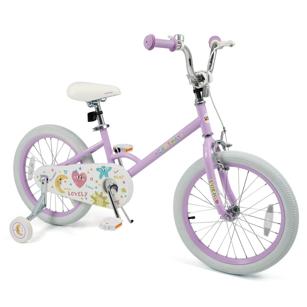 Photos - Bike Costway Adjustable Kids - Purple-18 Inch HCST10664 (12", 14", 16", and 18")