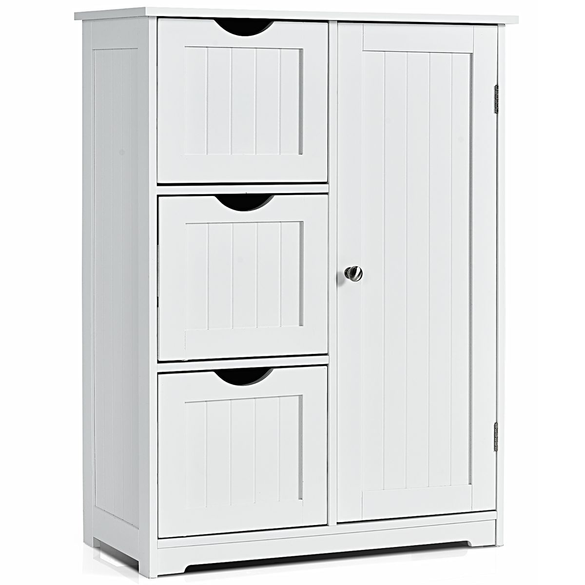 Photos - Wardrobe Costway Bathroom Floor Cabinet with 3 Drawers and 1 Cupboard - White HW66236WH 