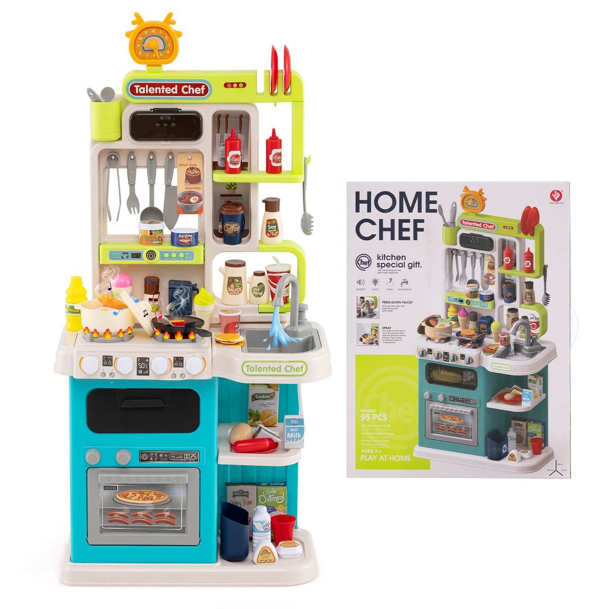 Photos - Role Playing Toy Costway Kids' Kitchen Play Set  - Blue HCST11557 (95 Pieces)
