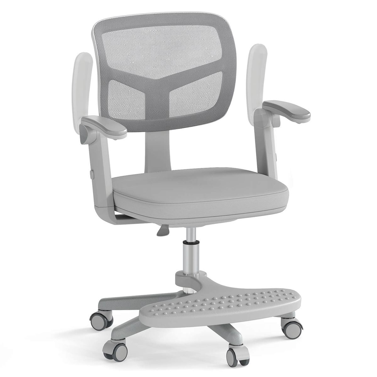 Photos - Computer Chair Costway Kids' Adjustable Height Desk Chair with Footrest - Gray HCST09371