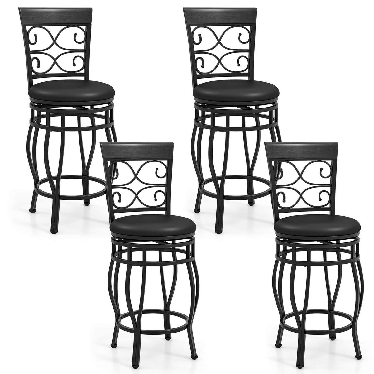 Photos - Chair Costway 26" Vintage Swivel Bar Stools -  Black-4 HCST04710 
