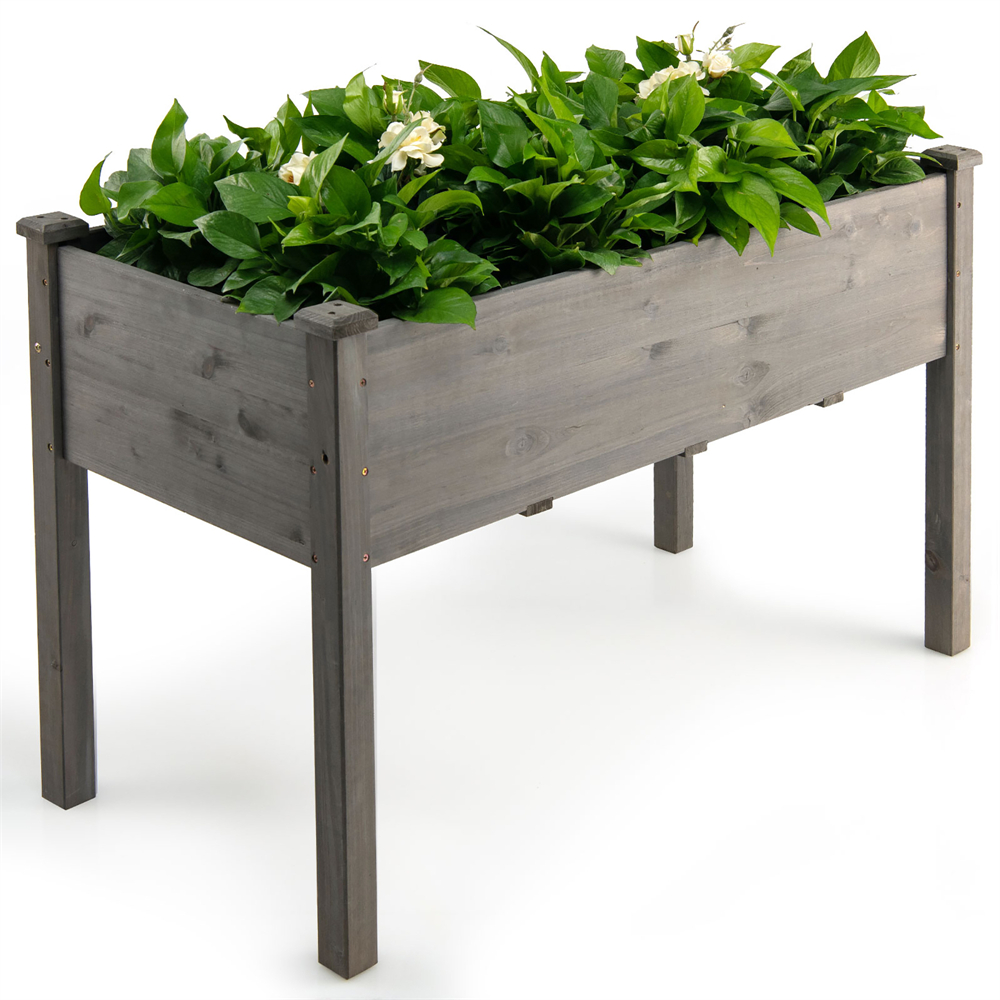 Photos - Flower Pot Costway Wooden Raised Vegetable Garden Bed - Raised Garden Bed-Gray GT3529GR 