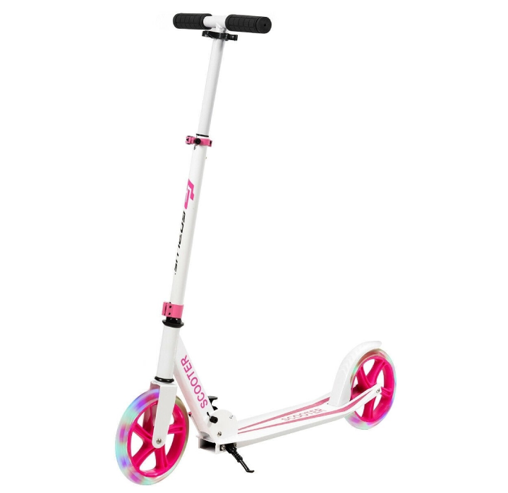 Photos - Scooter Costway Kids' Folding Kick  with LED Wheels - Pink SP0571PI 