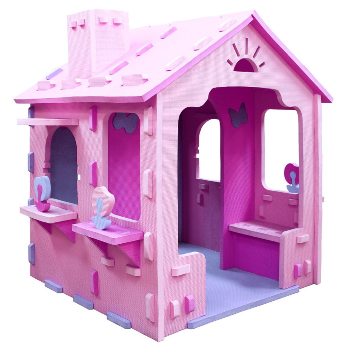 Photos - Role Playing Toy Costway Kids' EVA Foam Playhouse - Pink + Purple HCST12054 