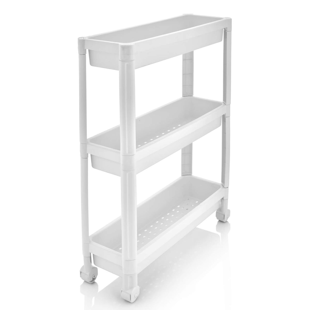 Photos - Kitchen System Costway 3-Tier Slim Rolling Storage Cart  - White HCST11962 (2-Pack)