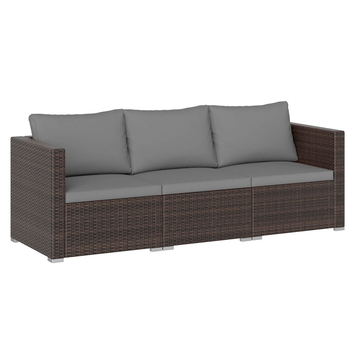 Photos - Garden Furniture Costway 3-Piece Patio Sectional Sofa Set with Cushions - Gray + Mix Brown HCST12161 
