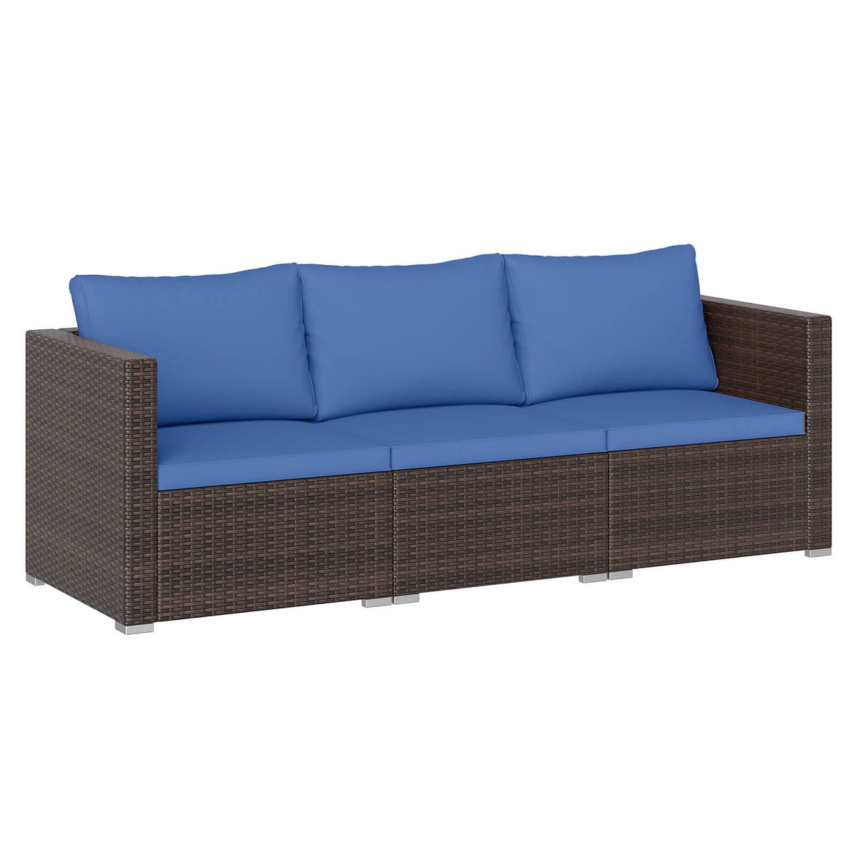 Photos - Garden Furniture Costway 3-Piece Patio Sectional Sofa Set with Cushions - Navy + Mix Brown HCST12162 