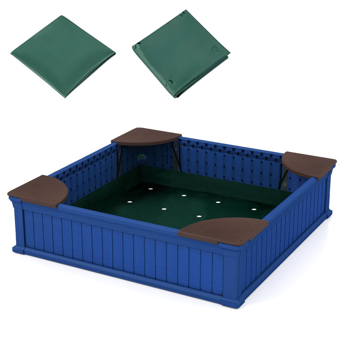 Photos - Sandbox Costway Kids' Large Outdoor  - Navy HWM000242 