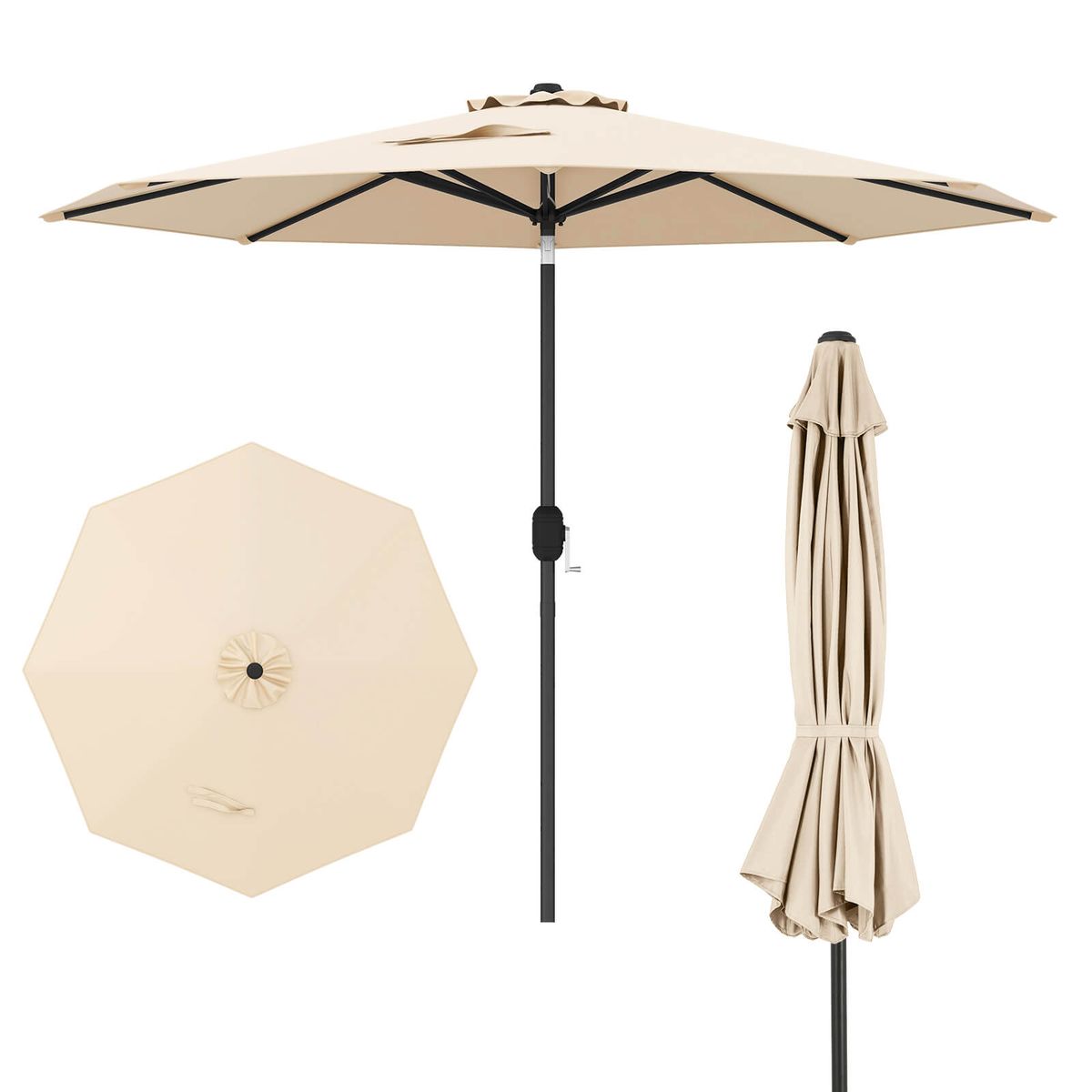 Photos - Parasol Costway 8-foot Patio Umbrella - Beige HWM000264