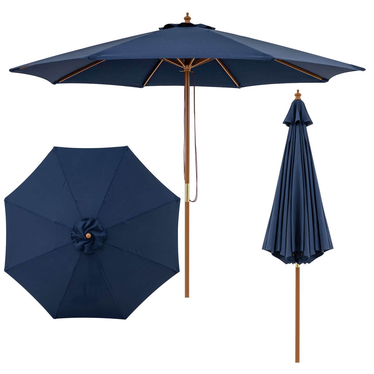 Photos - Parasol Costway Adjustable Height Patio Umbrella - Blue HCST12456 