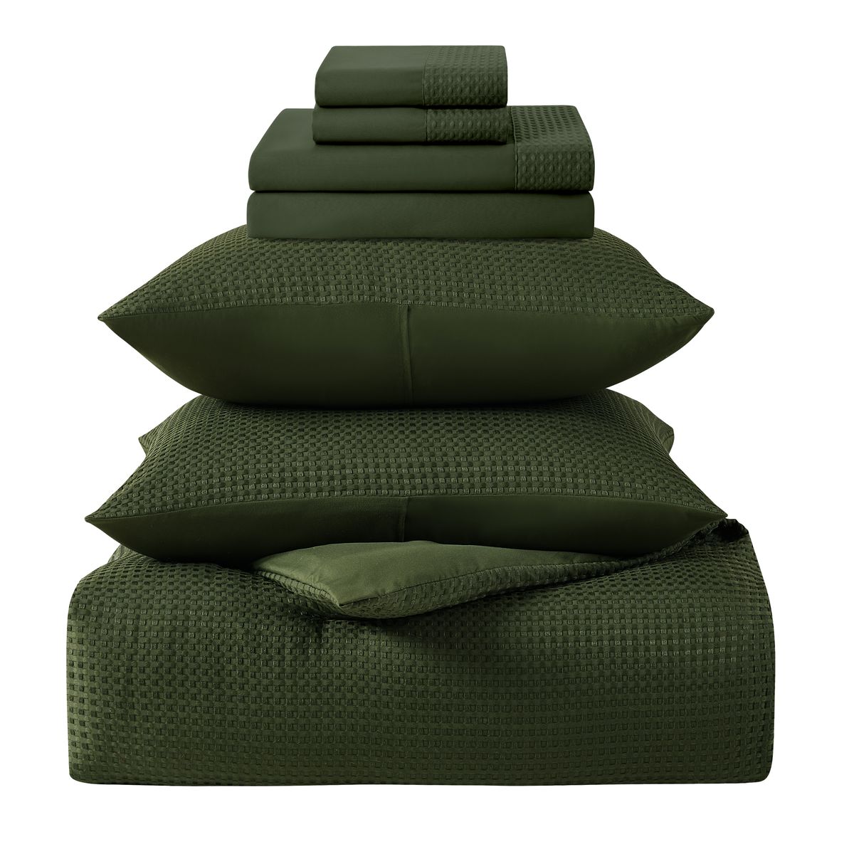 Photos - Duvet Kathy Ireland Kathy Ireland Waffle Textured Comforter Set  - King / Sage 2450-KG-SG(7 Pieces)