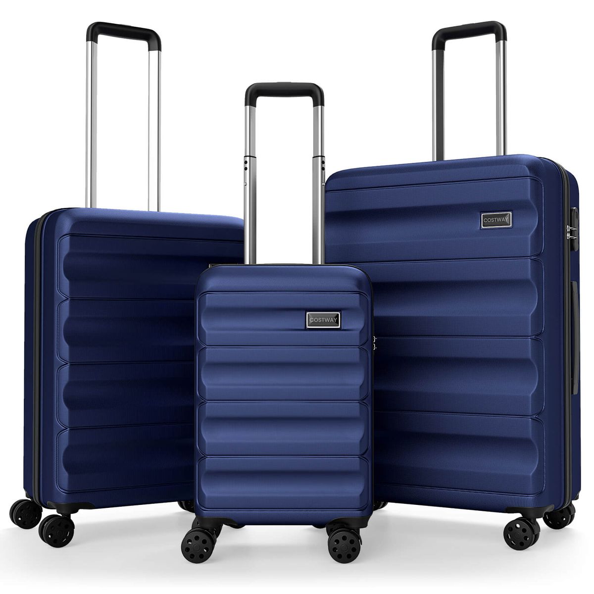 Photos - Luggage Costway 3-Piece Hardside  Set  with Wheels and Digital Lock - Navy HCST11997 (20/24/28 Inch)