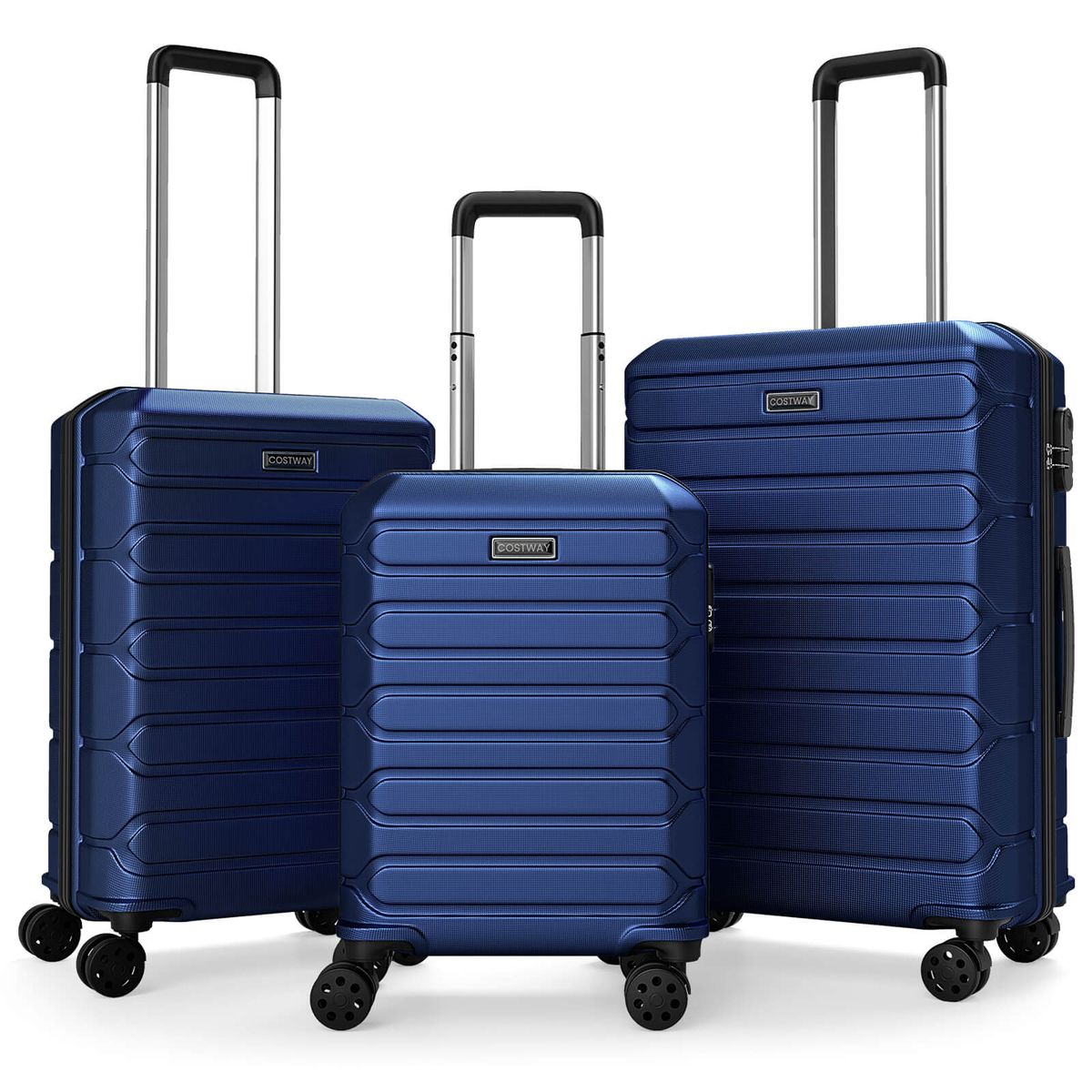 Photos - Luggage Costway 3-Piece Hardside  Set with 8-Spinner Wheels and 3-Digit Lock - Navy HCST11981 