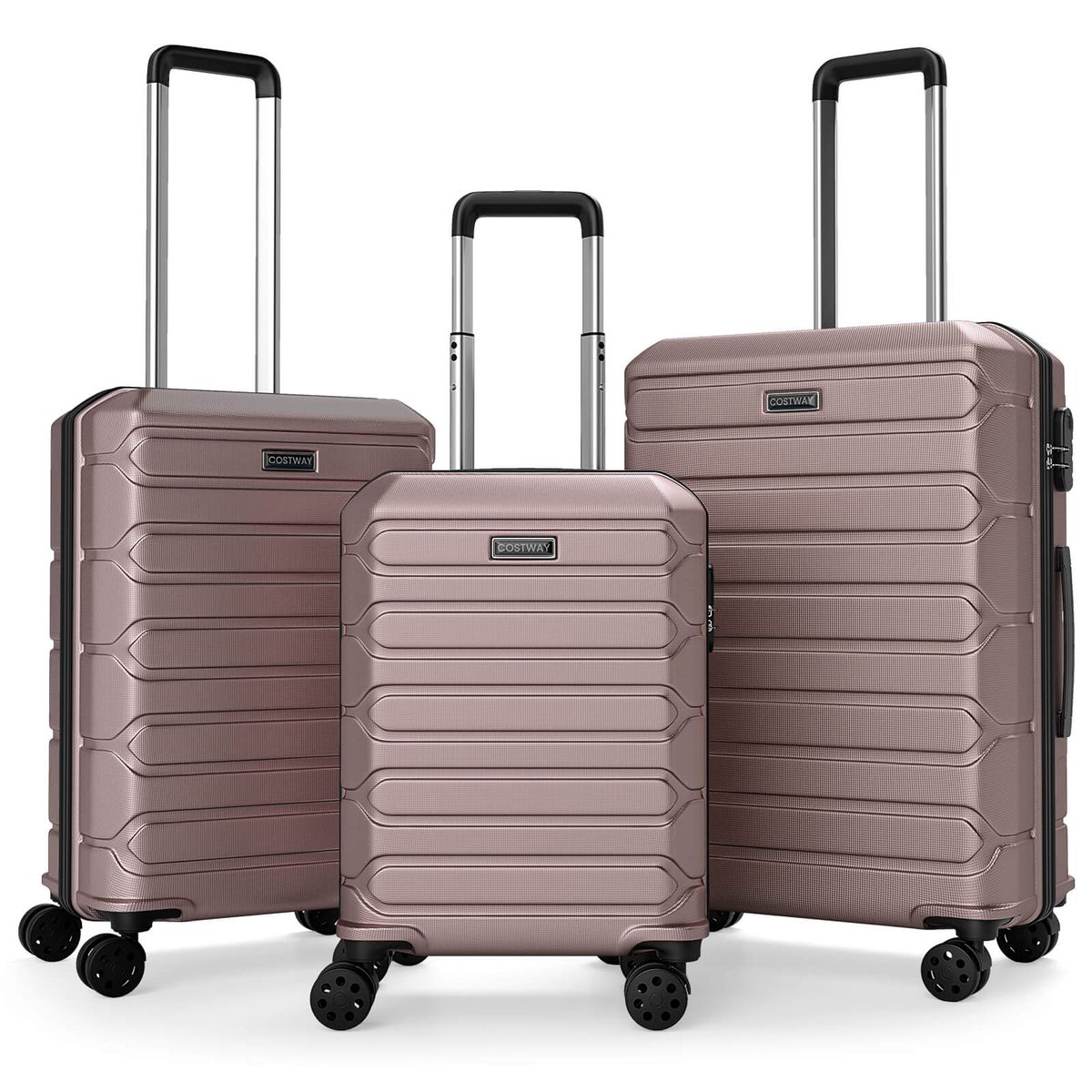 Photos - Luggage Costway 3-Piece Hardside  Set with 8-Spinner Wheels and 3-Digit Lock - Pink HCST11982 