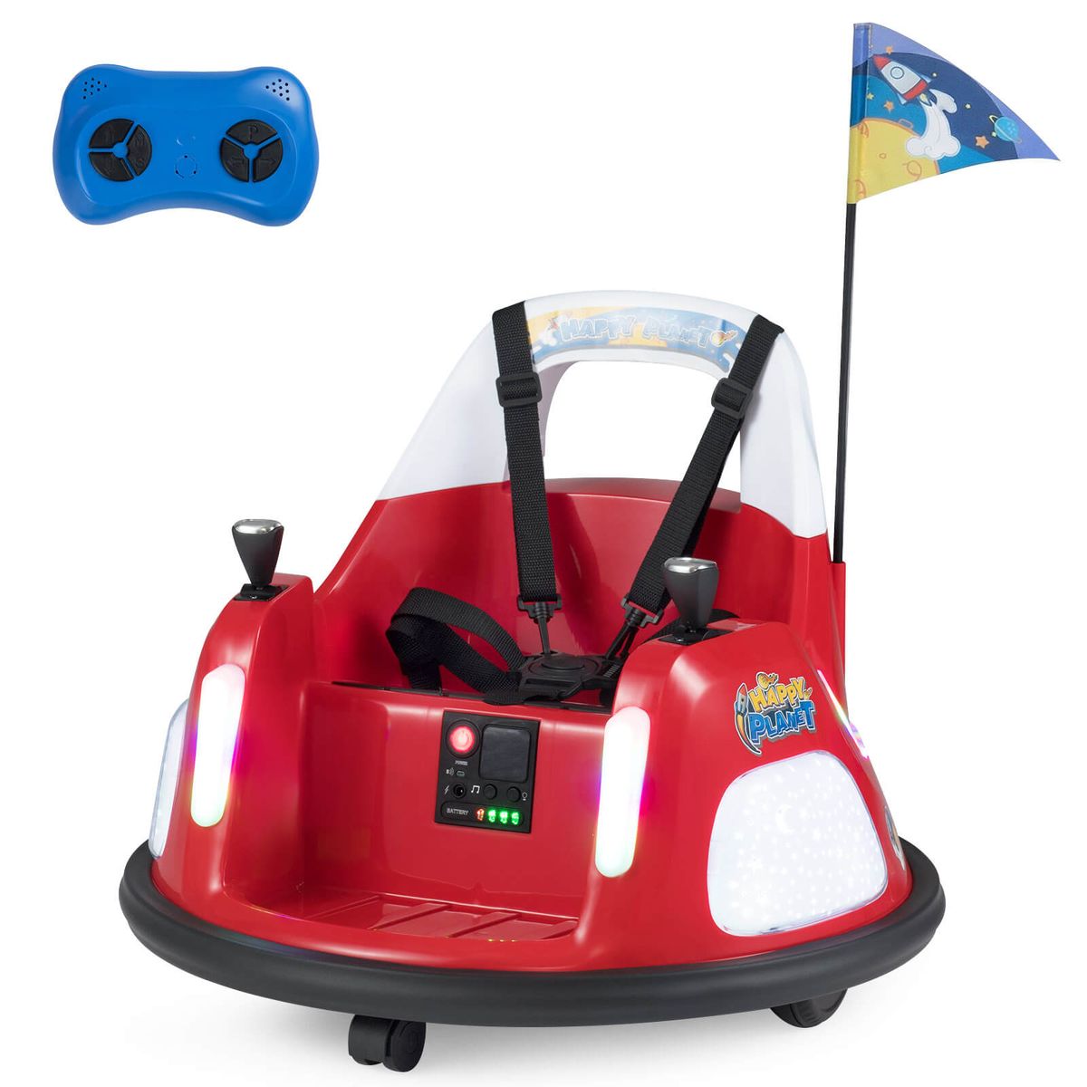 Photos - Kids Electric Ride-on Costway 12V Kids Bumper Car with 5 Light Modes and Remote Control - Red HCST11661 
