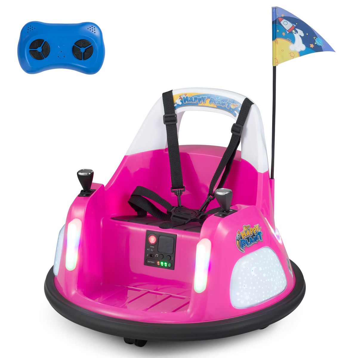 Photos - Kids Electric Ride-on Costway 12V Kids Bumper Car with 5 Light Modes and Remote Control - Pink HCST11659 