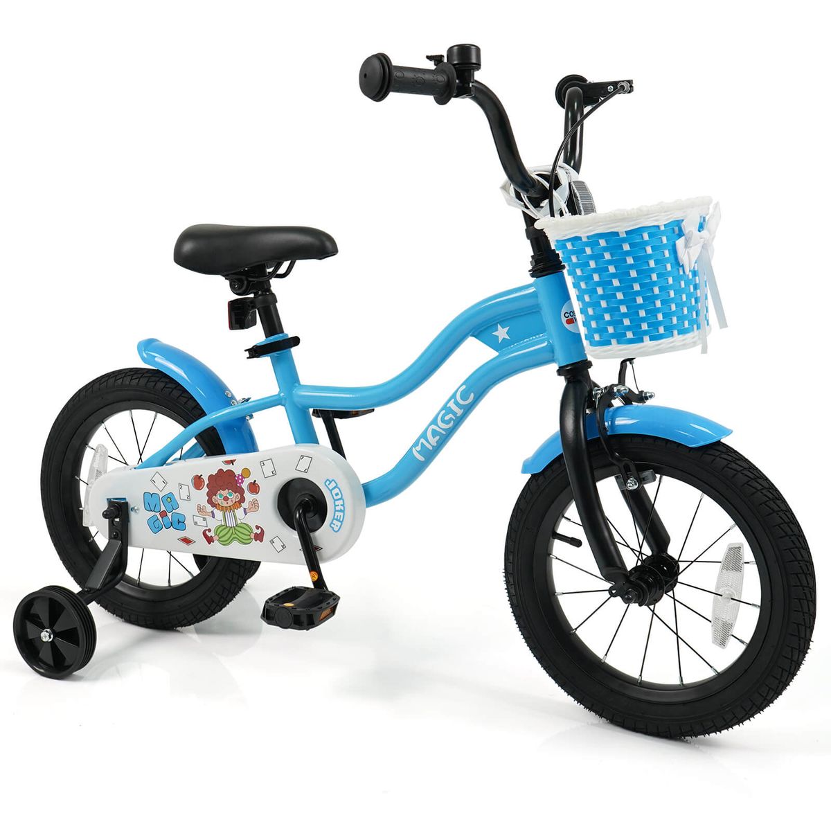 Photos - Bike Costway Children's  with Training Wheels and Adjustable Saddle - Navy-14” HCST11160 