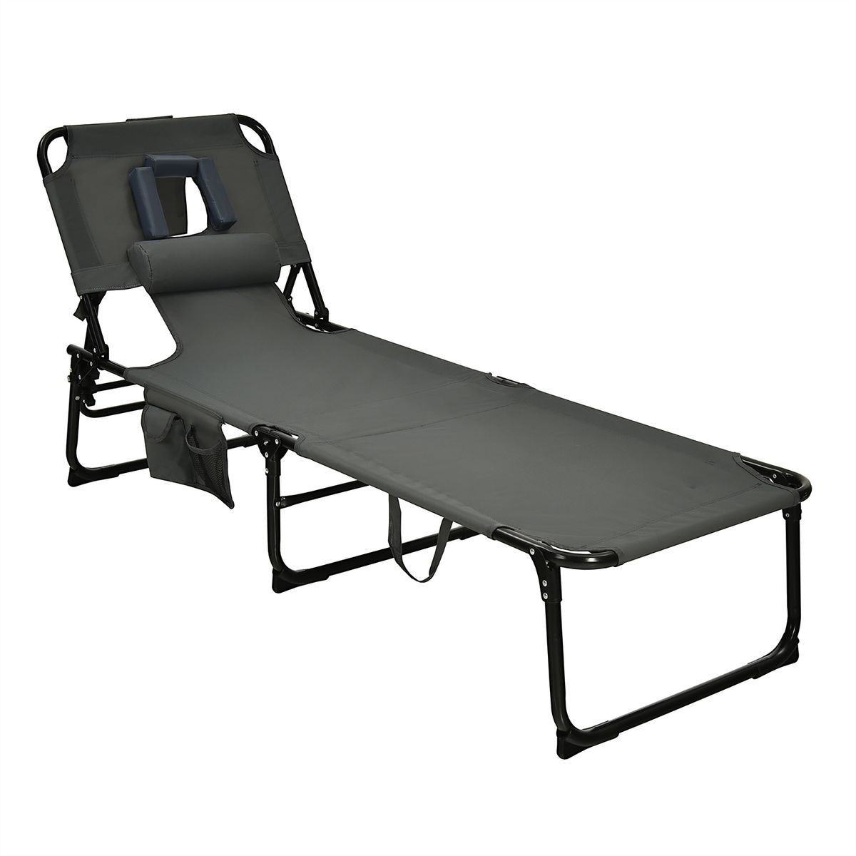 Photos - Garden Furniture Costway Outdoor Beach Lounge Chair - Gray NP10025GR 