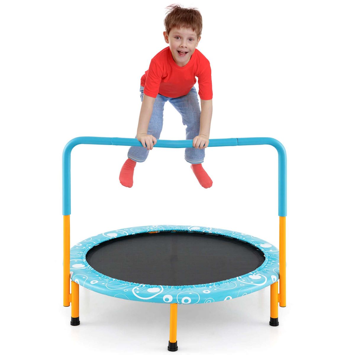 Photos - Trampoline Costway 36'' Kids  Rebounder with Handrail - Light Blue HCST05412 