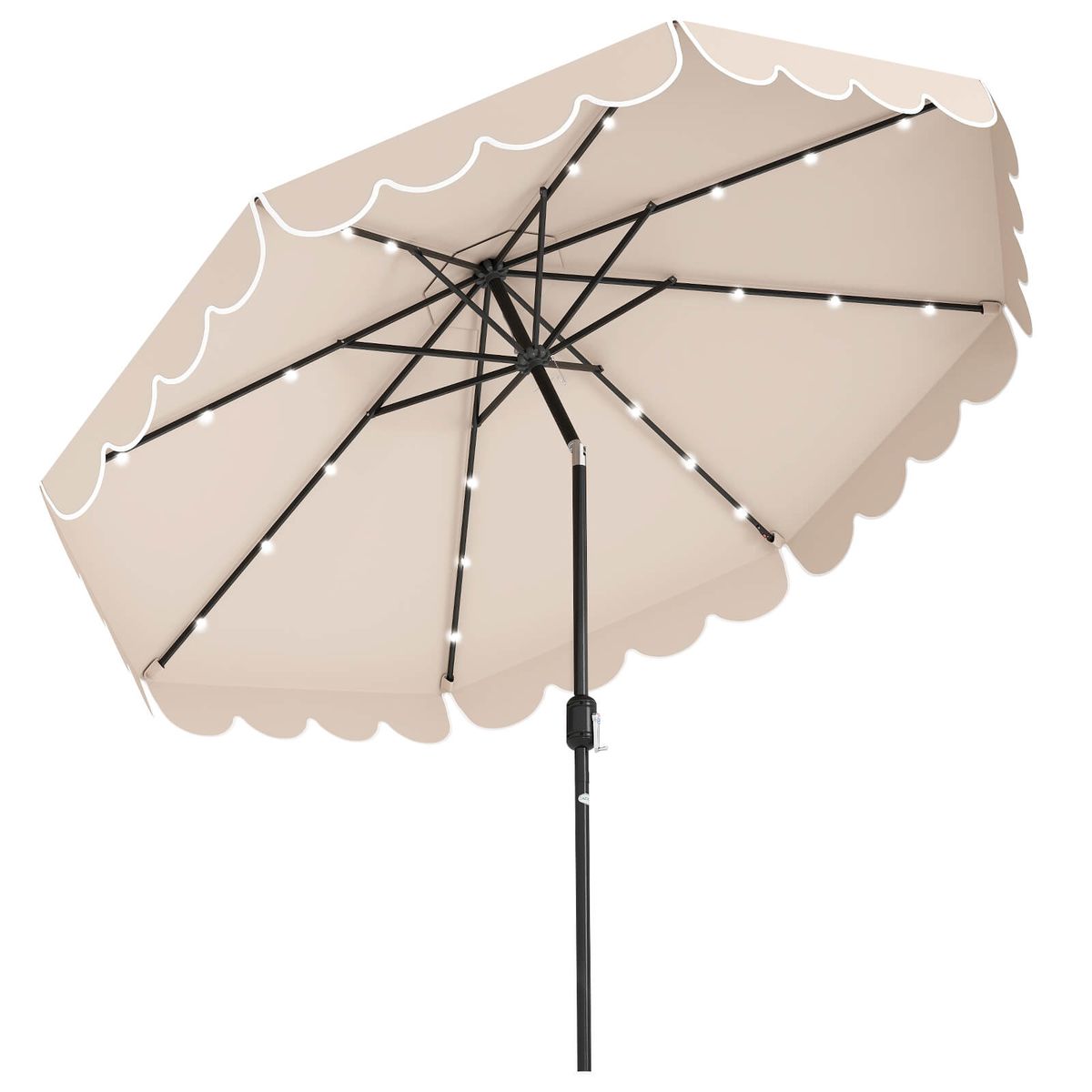 Photos - Parasol Costway Patio Umbrella  - 9.3ft Umbrella Beige w/ Lights HCST07859 (With or Without Solar Lights)