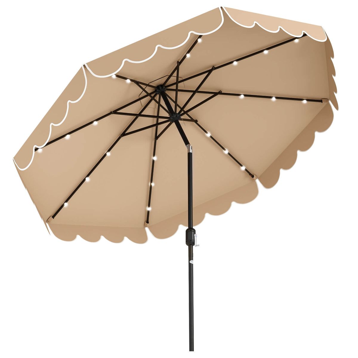 Photos - Parasol Costway Patio Umbrella - 9.3ft Umbrella Brown w/ Lights HCST07860 (With or Without Solar Lights)