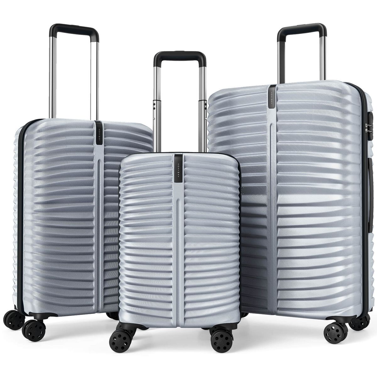 Photos - Luggage Costway Hardside   - Gray HCST11514 (3 Piece Set)