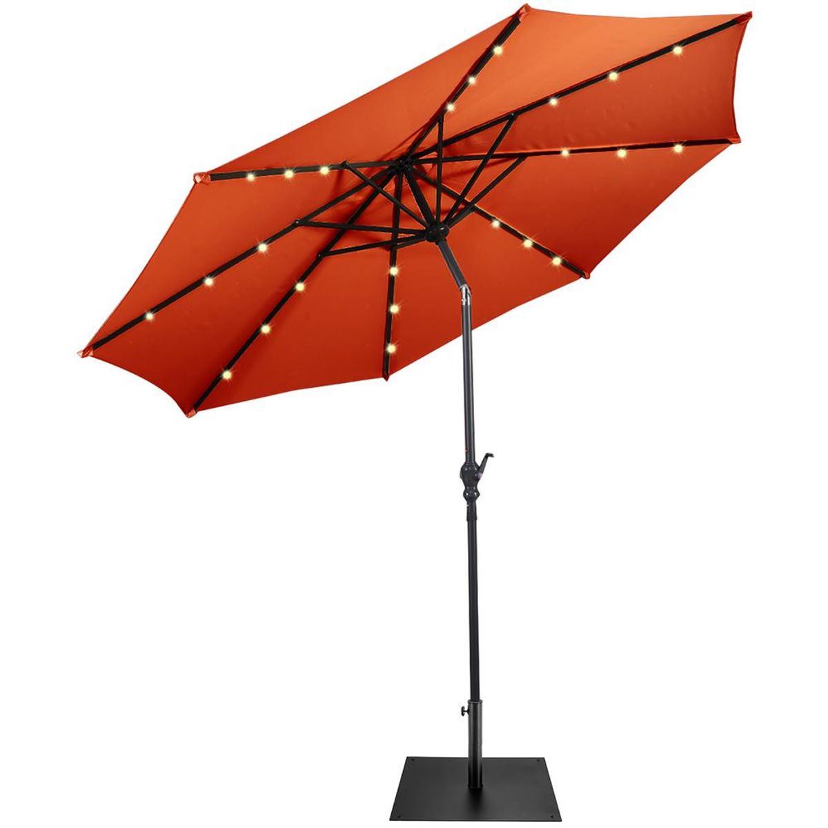 Photos - Parasol Costway 9ft Market Patio Umbrella with Solar Lights - Orange OP2804OR+JV10010 